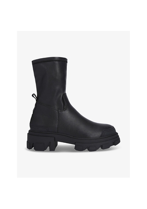 Womens KG Kurt Geiger Trekker Sock2 Ankle-Length Faux-Leather Boots