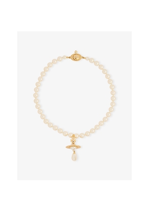 Womens Vivienne Westwood Jewellery Orb Gold-Tone Brass and Faux-Pearl Choker Necklace