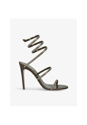 Womens Rene Caovilla Cleo II 105 Crystal-Embellished Leather Heeled Sandals