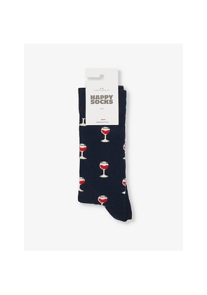 Mens Happy Socks Glass Of Wine Stretch-Cotton Blend Socks