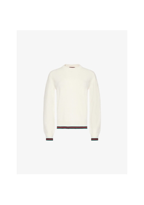 Womens Gucci Regular-Fit Striped-Trim Wool-Cashmere Blend Knit Jumper