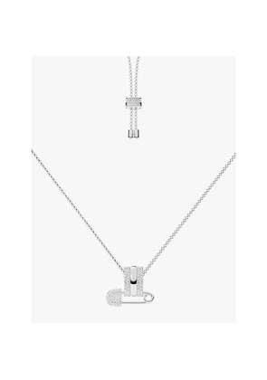 Womens Apm Monaco Safety Pin Sterling-Silver and Cubic Zirconia Necklace