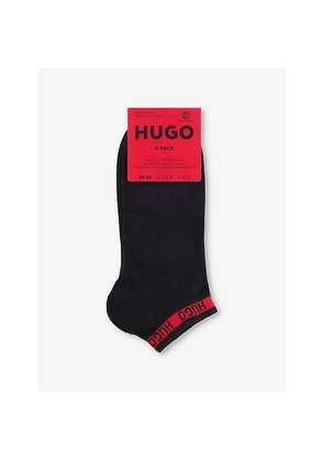 Mens Hugo Logo-Trim Stretch-Cotton Ankle Socks