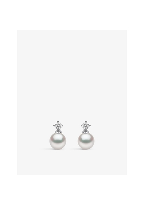Womens Yoko London Classic 18ct White-Gold, Akoya-Pearl and 0.20ct Diamond Earrings