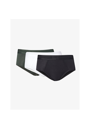 Mens Che Pack Of Three Branded-Waistband Stretch-Woven Briefs