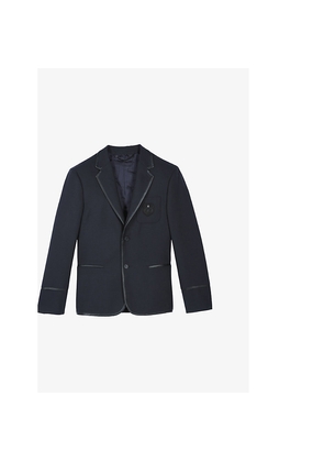 Mens The Kooples Contrast-Trim Regular-Fit Single-Breasted Wool-Blend Blazer