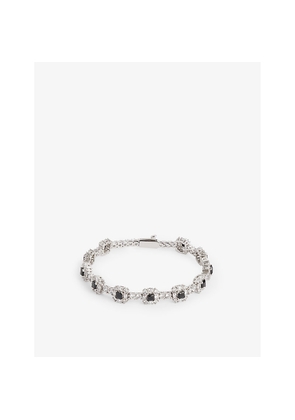 Mens Darkai Studs 18ct White Gold-Plated Brass and Stainless-Steel Bracelet