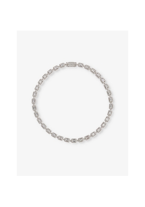 Mens Darkai Tennis Baguette-Stone 18ct White Gold-Plated Brass and Stainless-Steel Necklace