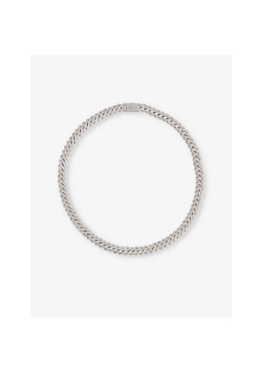 Mens Darkai Mini Prong Pavé 18ct White Gold-Plated Brass and Stainless Steel Necklace