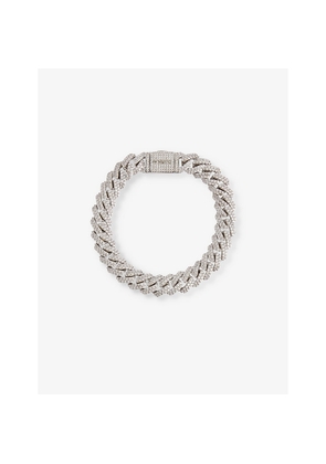 Mens Darkai Mini Prong Pavé 18ct White Gold-Plated Brass and Stainless-Steel Bracelet