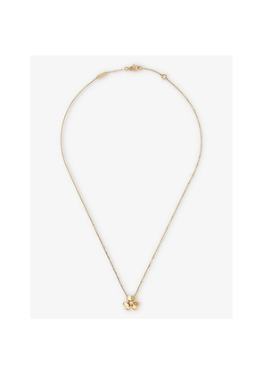 Van Cleef & Arpels Frivole Mini Floral-Pendant Yellow-Gold and 0.05ct Round-Cut Diamond Necklace