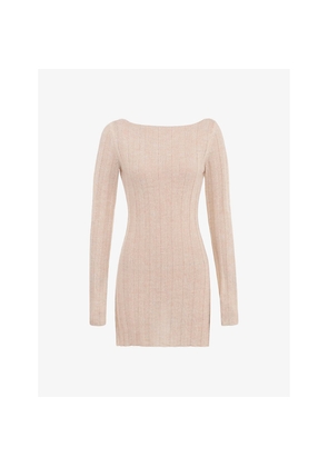 Womens Mistress Rocks Boat-Neck Ribbed Knitted Mini Dress