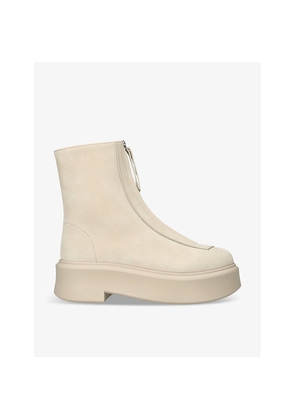 Womens The Row Zipped Grained-Leather Ankle Boots