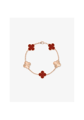 Van Cleef & Arpels Vintage Alhambra 18ct Rose-Gold and Carnelian Charm Bracelet