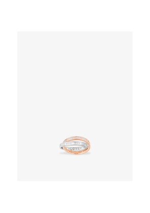 Womens Apm Monaco Love Our Planet Morse Code Sterling-Silver, 18ct Rose Gold-Plated Alloy and Cubic Zirconia Ring