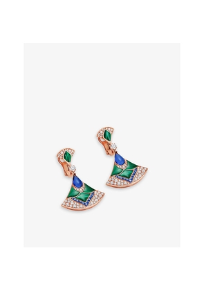 Womens Bvlgari Divas' Dream 18ct Rose-Gold, 0.40ct and 1.28ct Diamond, 0.80ct Sapphire, Malachite and Tanzanite Earrings