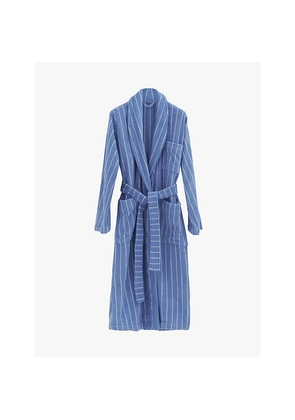 Womens Tekla Striped Shawl-Collar Organic-Cotton Robe
