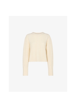 Womens Whistles Cable-Knit Round-Neck Wool-Blend Jumper