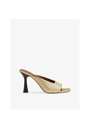 Womens Reiss Justine Metallic Leather Heeled Mules