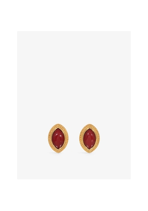 Womens Heaven Mayhem Wine Yellow-Gold Plated Metal Stud Earrings