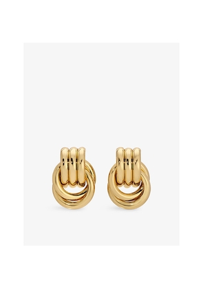 Womens Heaven Mayhem Mini Knot Yellow Gold-Plated Metal Earrings
