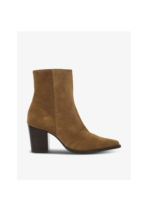 Womens Dune Paxten Pointed-Toe Suede Heeled Ankle Boots