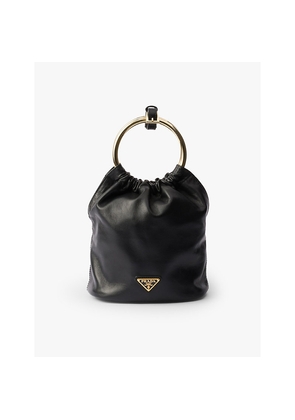 Womens Prada Refined-Handle Nappa Leather Mini Bucket Bag