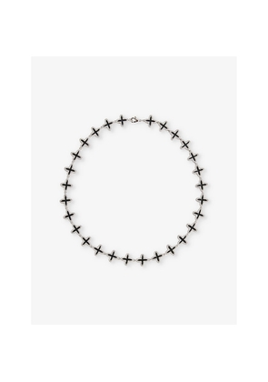 Mens Darkai Clover 18ct White Gold-Plated Brass and Stainless-Steel Necklace