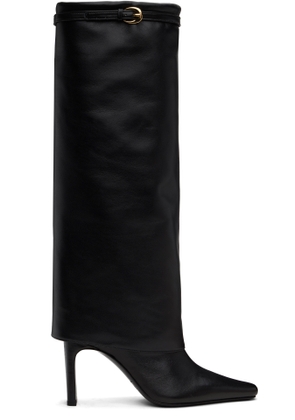 Staud Black Wally Foldover High Heel Tall Boots