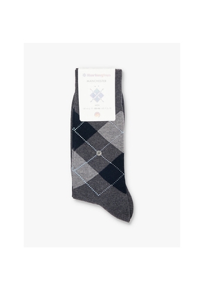 Mens Burlington Manchester Check-Print Cotton-Blend Socks