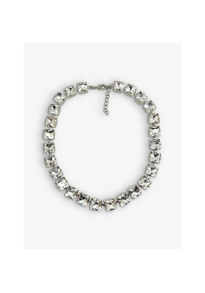 Womens Jennifer Gibson Jewellery Pre-Loved Metal and Square-Cut Crystal Rivière Necklace