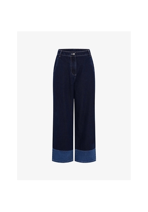 Womens Omnes Portland Contrast Wide-Leg Mid-Rise Denim Jeans