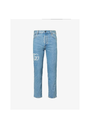 Mens Gucci Cropped Straight-Leg Mid-Rise Denim Jeans