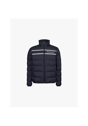 Mens Gucci Brand Stripe-Print Lightweight Shell-Down Jacket