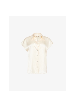 Womens Vince Ruched Semi-Sheer Silk Shirt