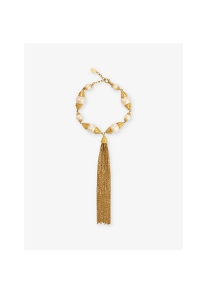 Womens La Maison Couture Sonia Petroff Cascata Tassel 24ct Yellow Gold-Plated Brass and Pearl Necklace