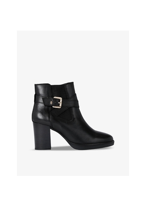 Womens KG Kurt Geiger Sage Buckle-Strap Leather Heeled Ankle Boots