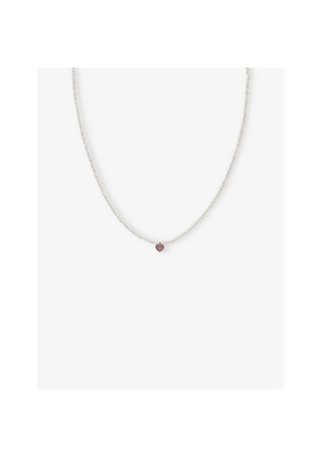 Womens Roxanne First Potato Pearl Heart 14ct Yellow-Gold, 0.11ct Pink-Sapphire and Pearl Necklace