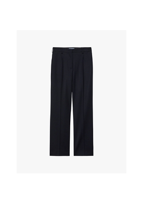 Womens Prada Straight-Leg Mid-Rise Wool Trousers