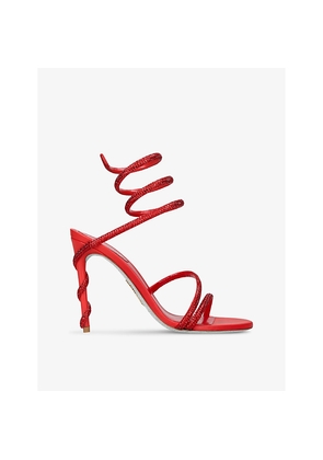 Womens Rene Caovilla Margot 105 Crystal-Embellished Satin Heeled Sandals