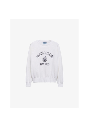 Womens Prada Round-Neck Branded-Print Cotton-Jersey Sweatshirt