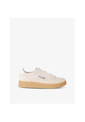 Mens Autry Medalist Brand-Embroidered Suede Low-Top Trainers