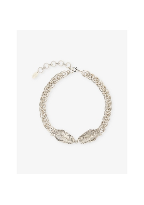 Womens La Maison Couture Sonia Petroff Serpente Silver Palladium and Swarovski Crystal Necklace