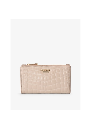 Womens Aspinal Of London Mayfair Logo-Plaque Croc-Effect Leather Wallet