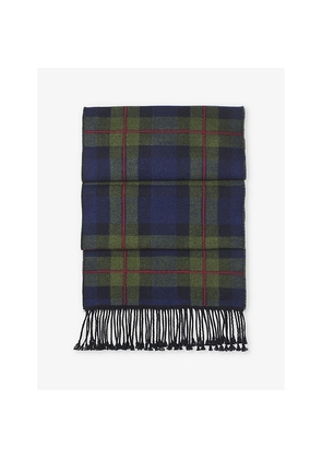 Womens Aspinal Of London Tartan-Pattern Merino-Wool Scarf