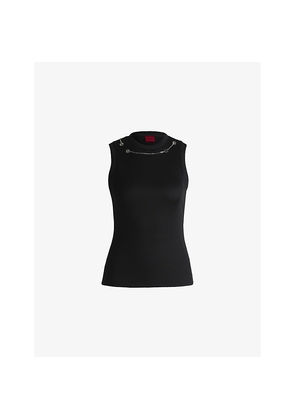 Womens Hugo Round-Neck Ribbed Stretch-Jersey Vest