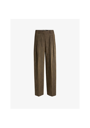 Womens Boss Centre-Crease Straight-Leg Mid-Rise Woven Trousers