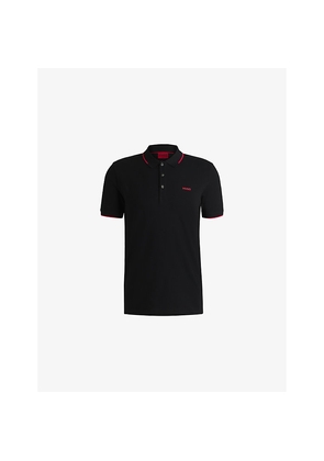 Mens Hugo Branded Short-Sleeved Stretch-Cotton Polo Shirt