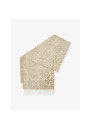 Womens Loewe Anagram-Pattern Wool and Cashmere-Blend Scarf