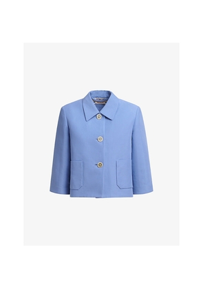 Womens Marni Brand-Embroidery Cropped Cotton Woven Jacket